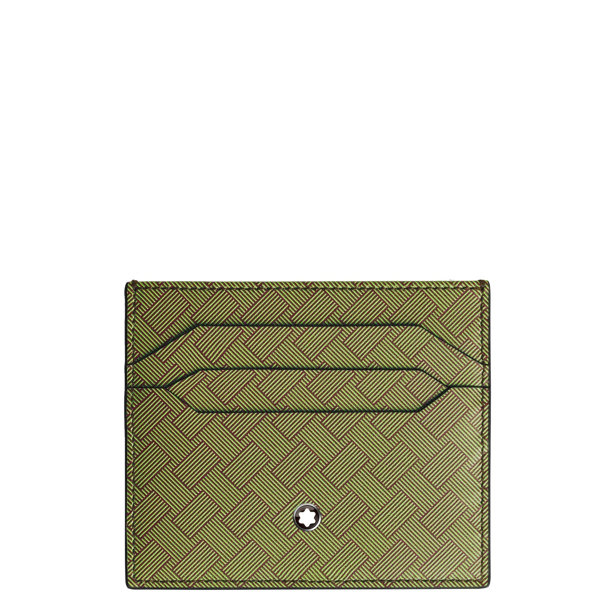 Montblanc Extreme 3.0 Card Holder Olive Green with Interwoven Pattern and Multi-Lime Silver Montblanc Emblem