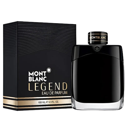 Montblanc Legend Eau de Parfum 100ml black bottle with rectangular design and transparent base refined to the active man