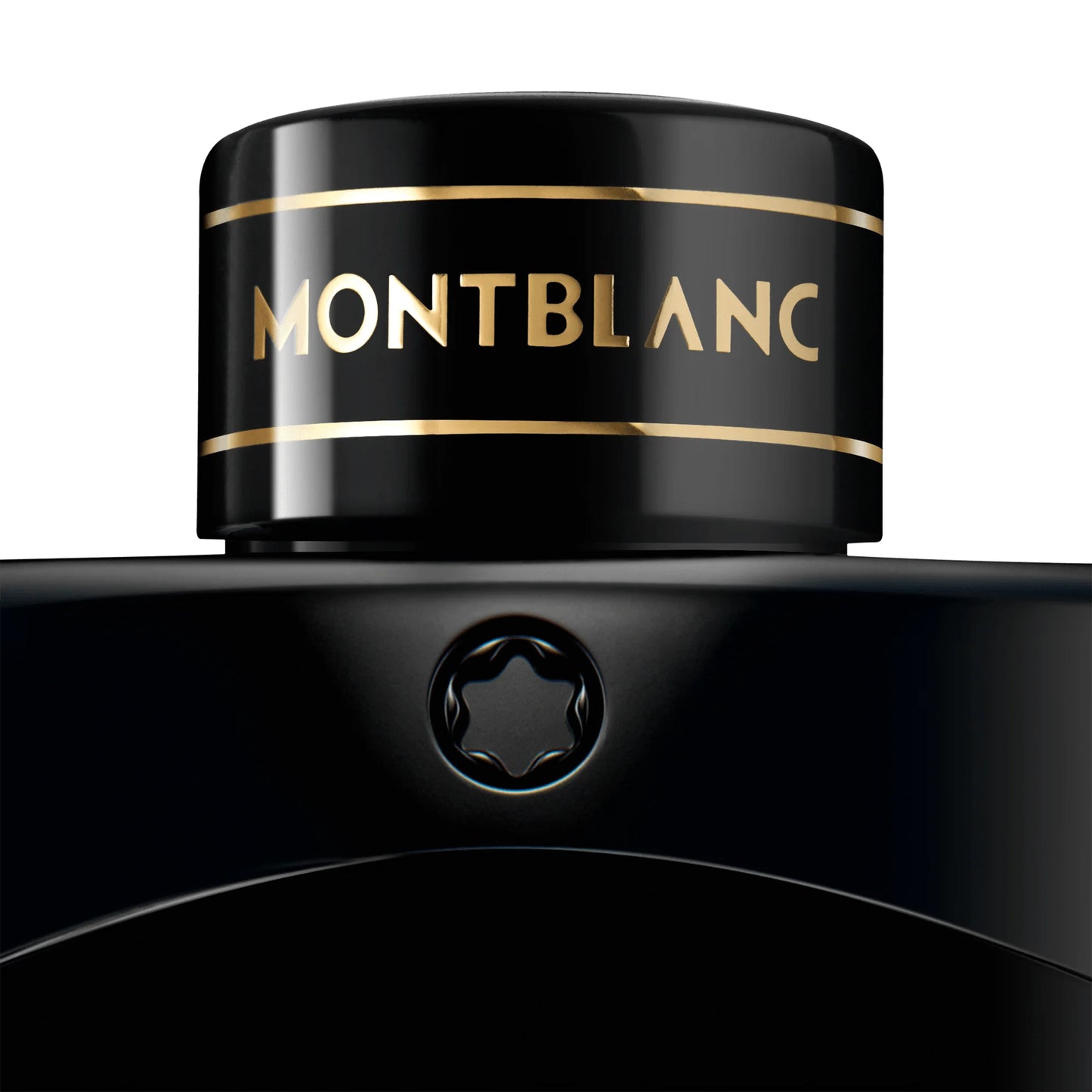 Black bottle of Montblanc Legend Eau de Parfum 50ml with shiny finish and elegant and refined gold lettering