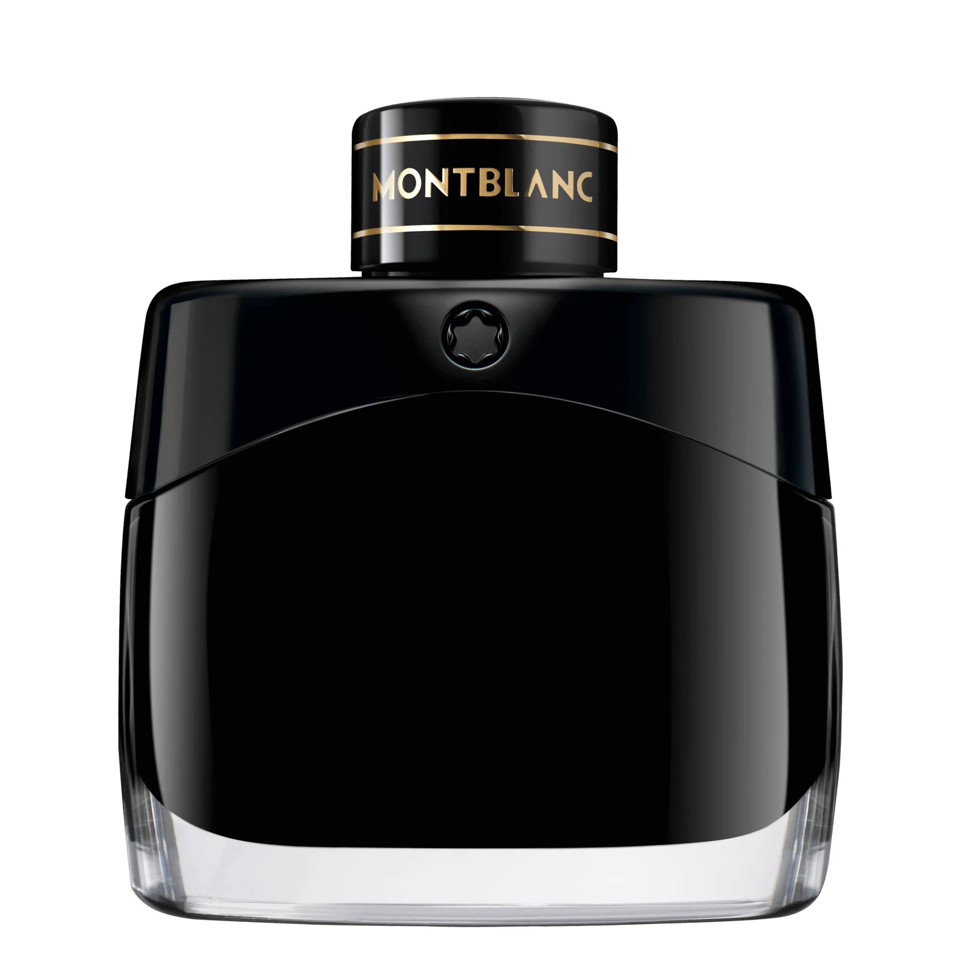 Montblanc Legend Eau de Parfum 50ml black bottle with shiny finish and gold lettering on the cap