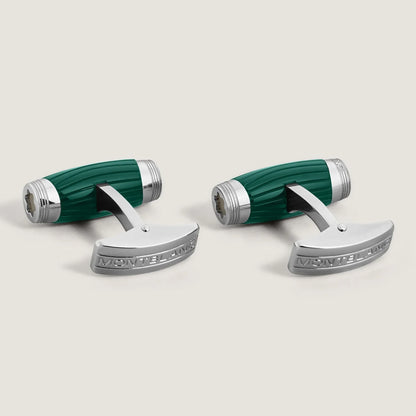 Montblanc Starwalker Polargreen cufflinks with silver metal details and engraved branding from the Starwalker Polargreen collection