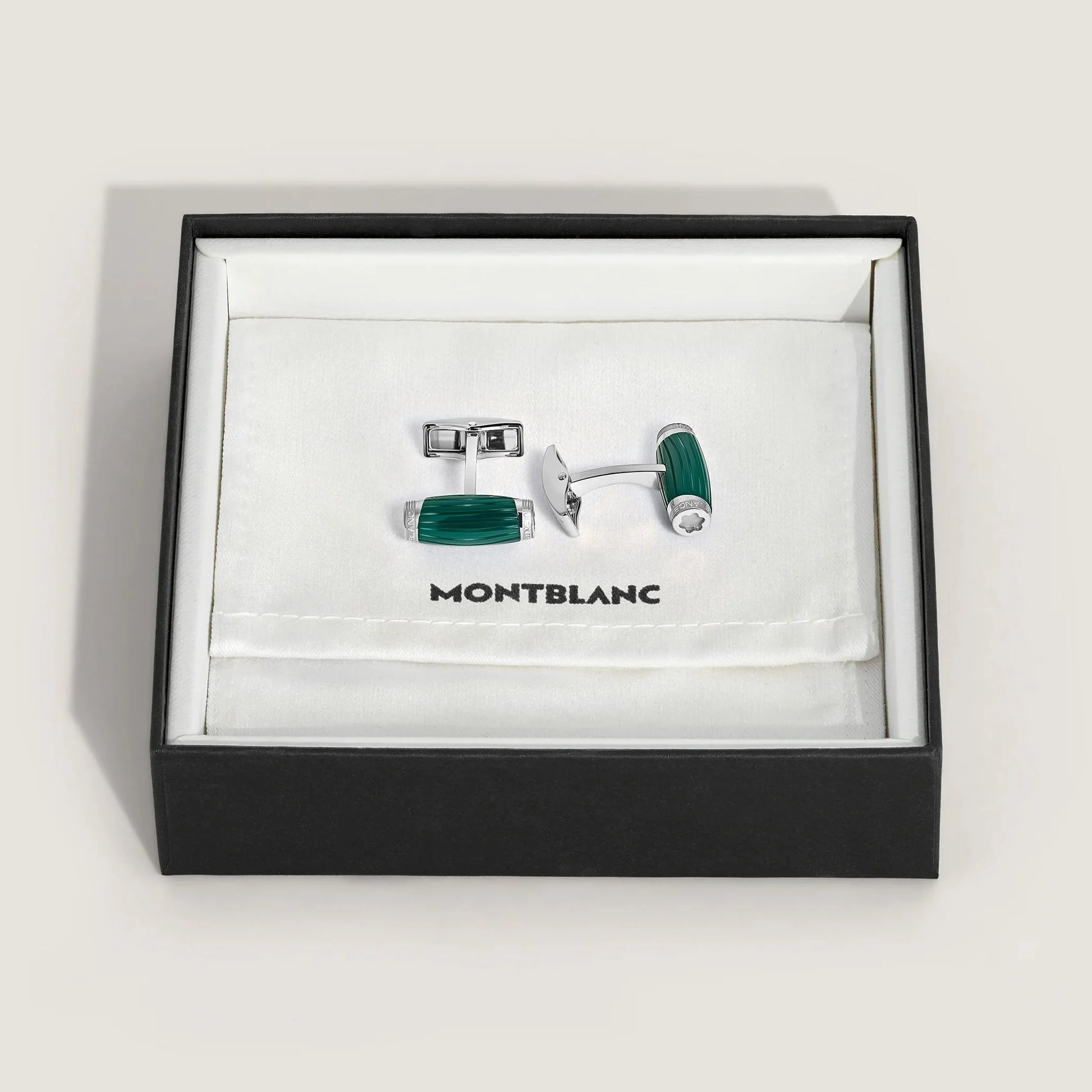 Montblanc Starwalker Polargreen Cufflinks in Malachite Green with Silver Metal Details from the Starwalker Polargreen Collection