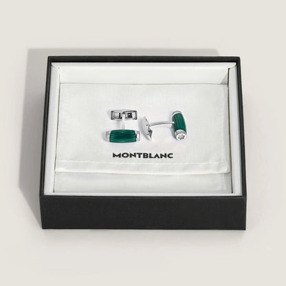 Montblanc Starwalker Polargreen Cufflinks in Malachite Green with Silver Metal Details from the Starwalker Polargreen Collection