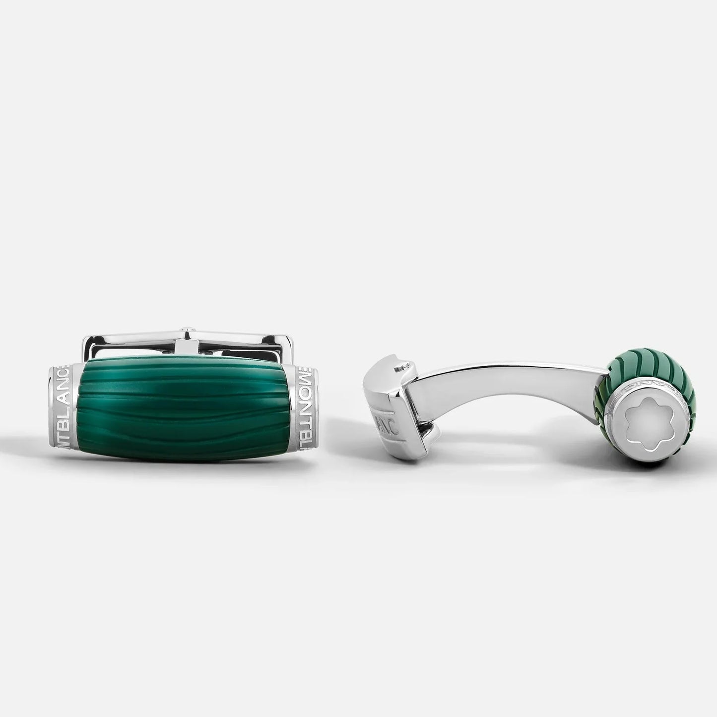 Montblanc Starwalker cufflinks in silver with polar green malachite inlay and polished star emblem