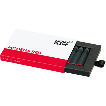 Montblanc ink cartridges in 8 pieces, Modena red, in black and red packaging with dark grey refills and red caps