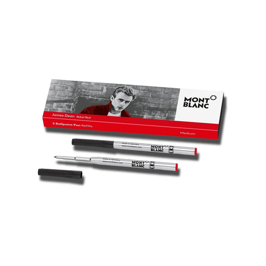 Montblanc refill per penna a sfera medium james dean red in elegante confezione argento e nero con dettagli rossi