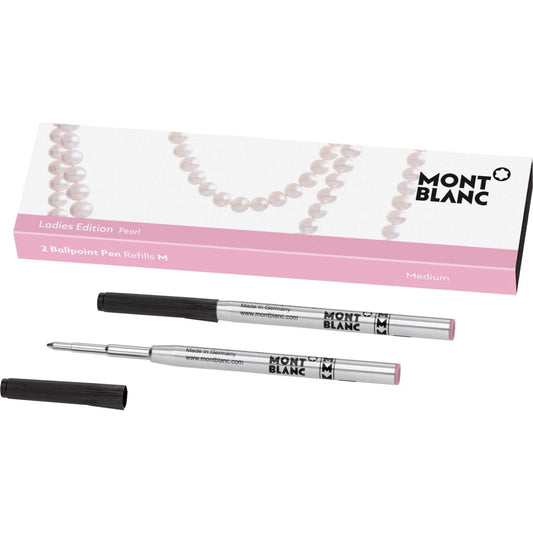 Montblanc refill per penna a sfera ladies edition pearl pink con cappuccio nero e fusto argento medium