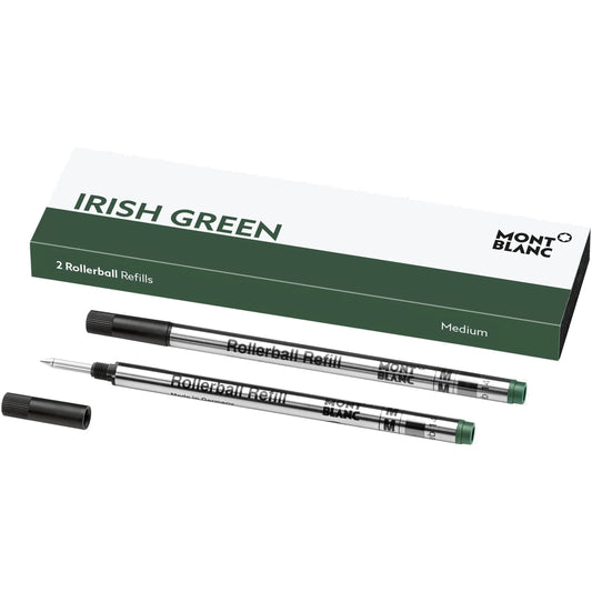 Montblanc eccetto roller refill in irish green verde con finitura metallica argento e verde per penna rollerball medium