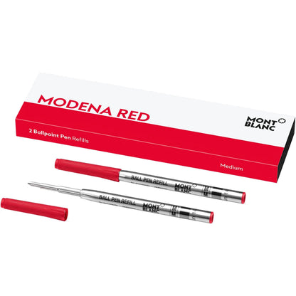 Modena red refill for Montblanc ballpoint pen with red M tip and silver metal body