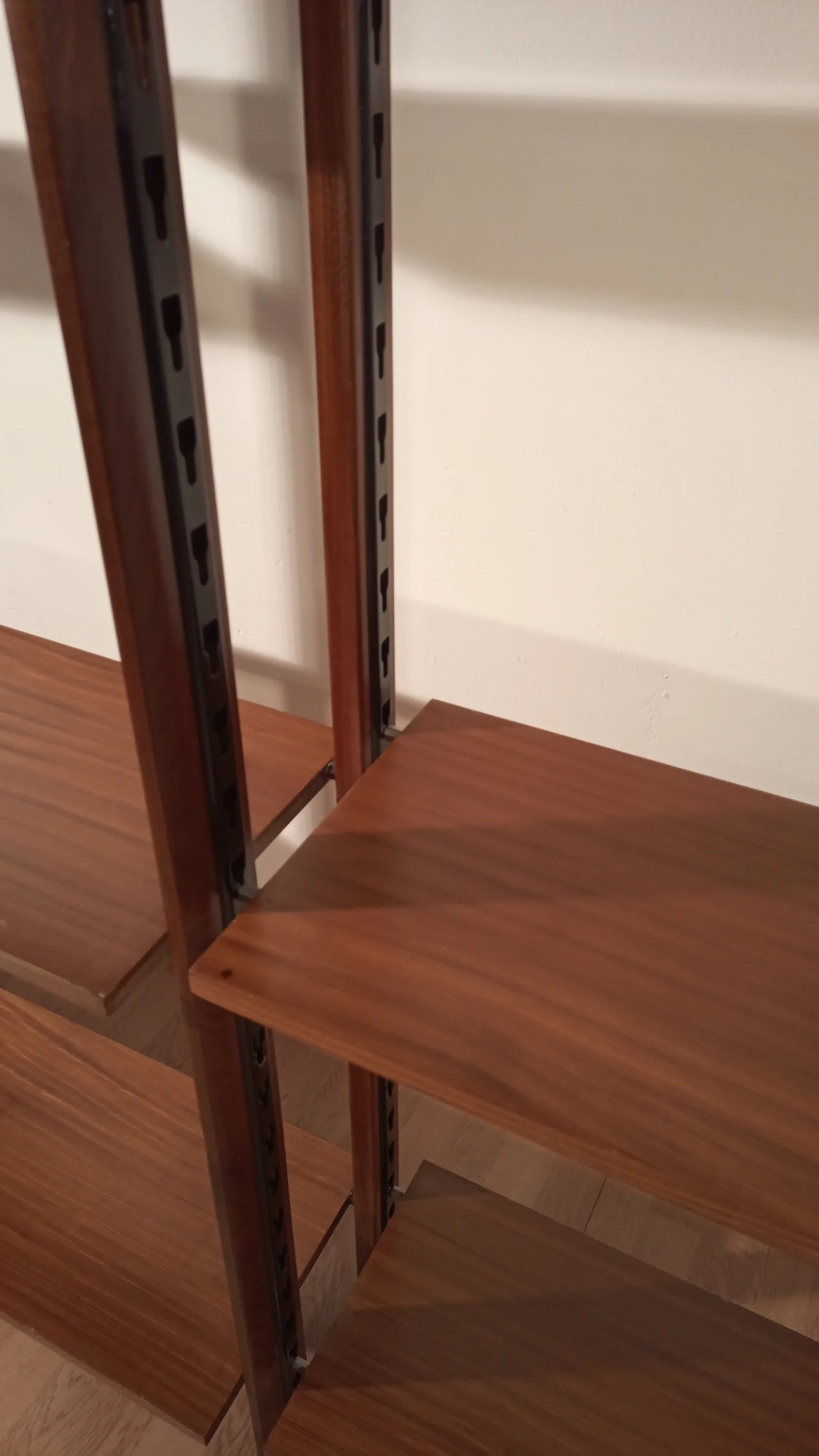 Original vintage modular teak bookcase with adjustable shelves, wall-mounted, Italian design, 1960s