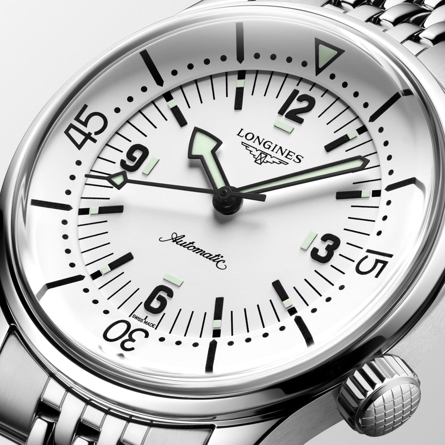 Longines Legend Diver 38mm white automatic steel watch L3.764.4.99.6