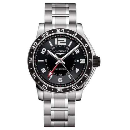 Longines Admiral GMT 42mm Black Automatic Steel Watch L3.668.4.56.6
