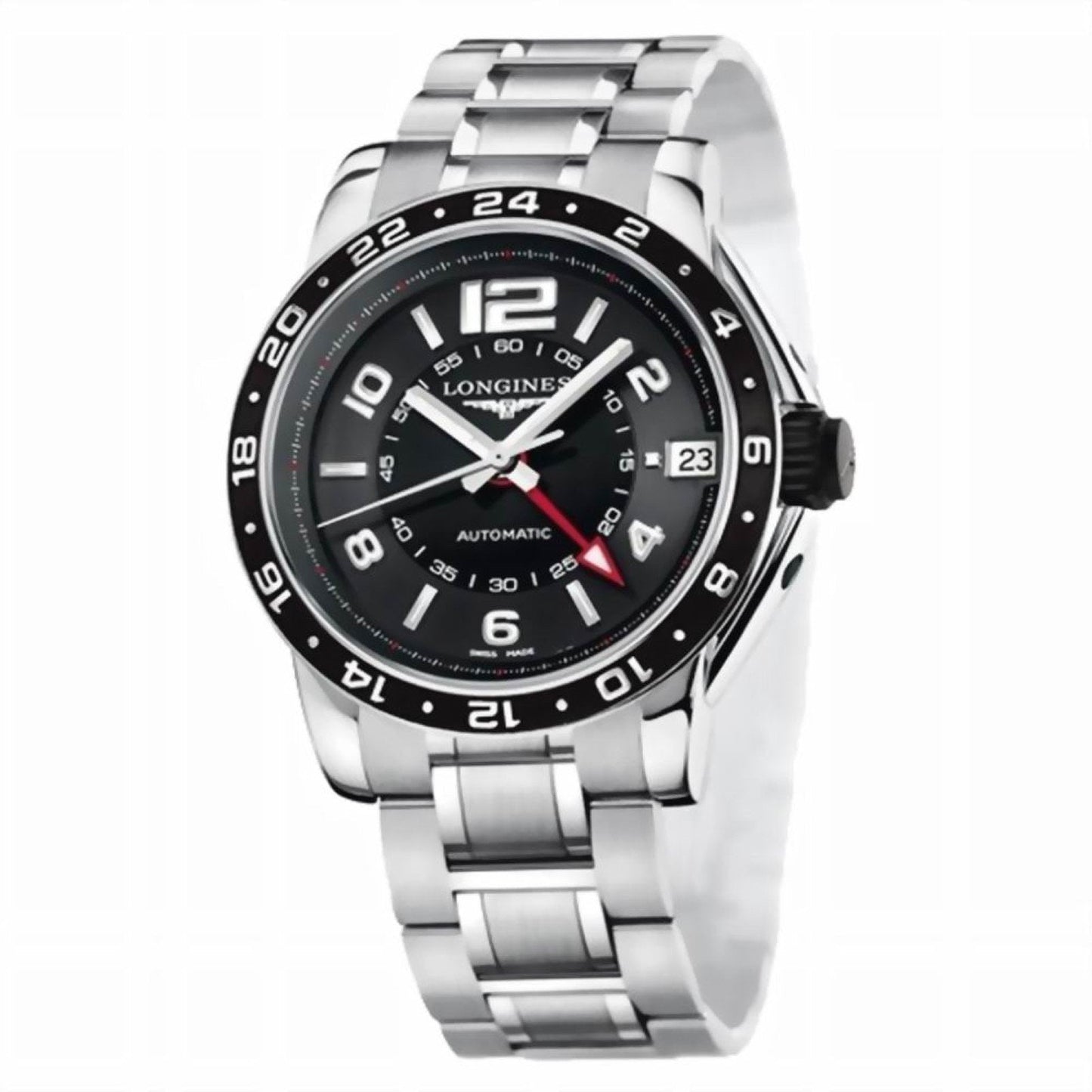Longines Admiral GMT 42mm Black Automatic Steel Watch L3.668.4.56.6