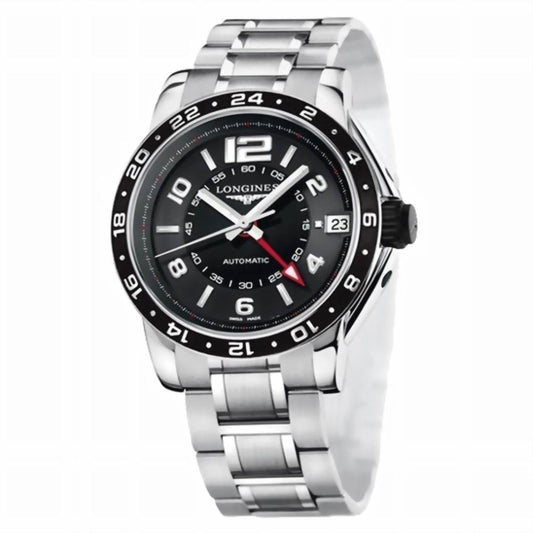 Longines Admiral GMT 42mm Black Automatic Steel Watch L3.668.4.56.6