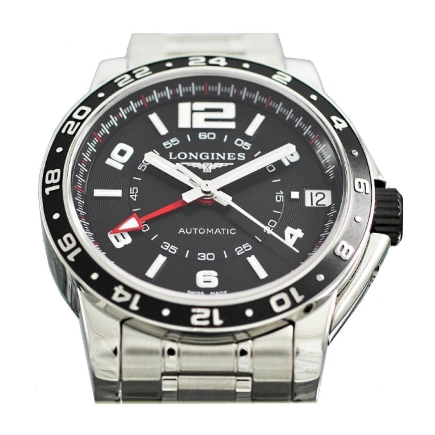 Longines Admiral GMT 42mm Black Automatic Steel Watch L3.668.4.56.6