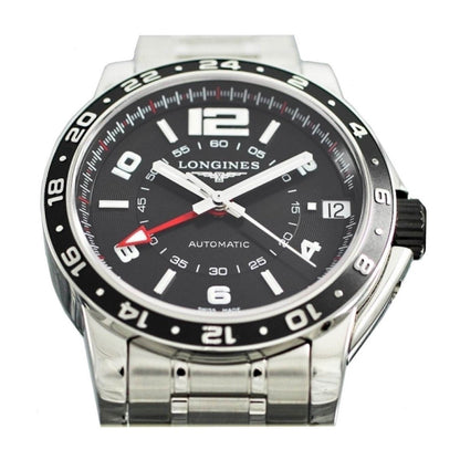 Longines Admiral GMT 42mm Black Automatic Steel Watch L3.668.4.56.6