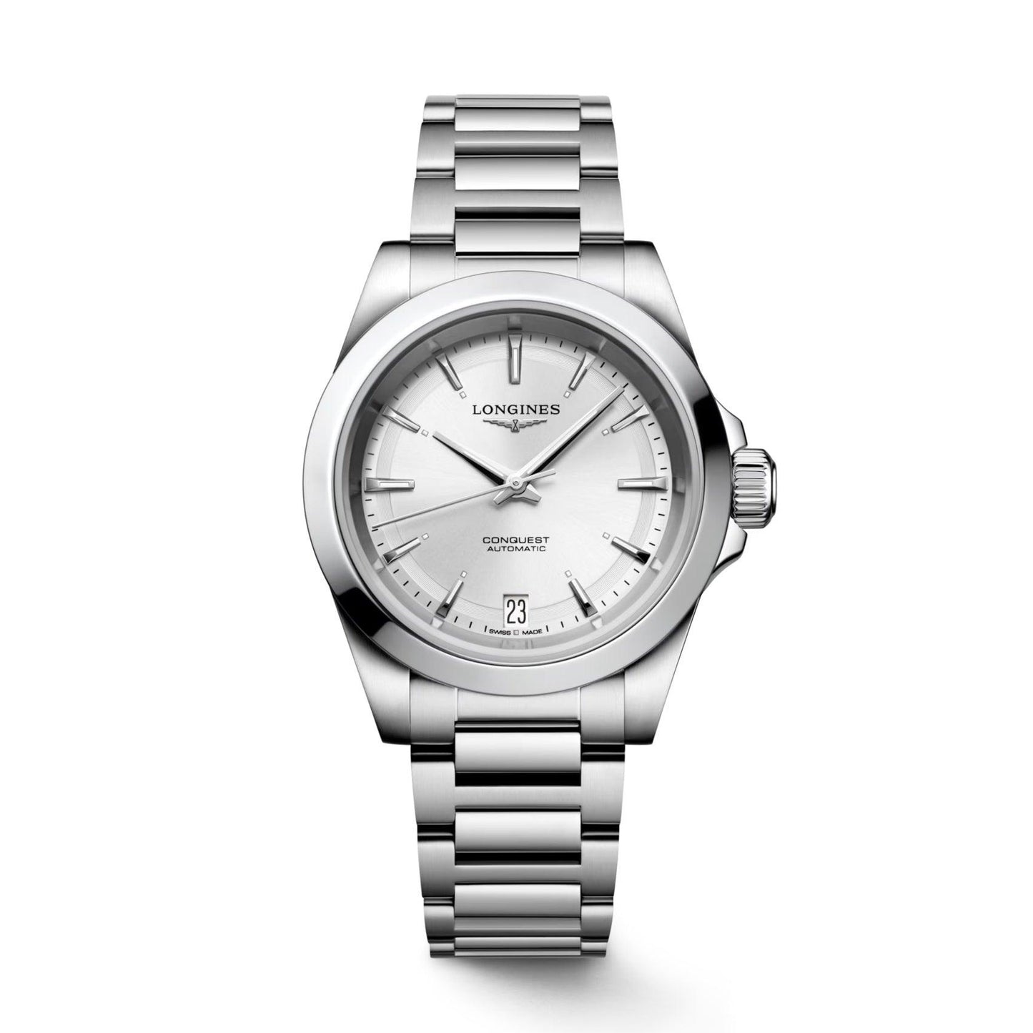 Longines Conquest 2023 34mm silver automatic steel watch L3.430.4.72.6