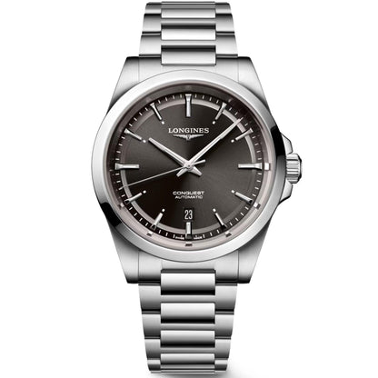 Longines Conquest 2023 41mm black steel automatic watch L3.830.4.52.6