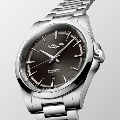 Longines Conquest 2023 41mm black steel automatic watch L3.830.4.52.6