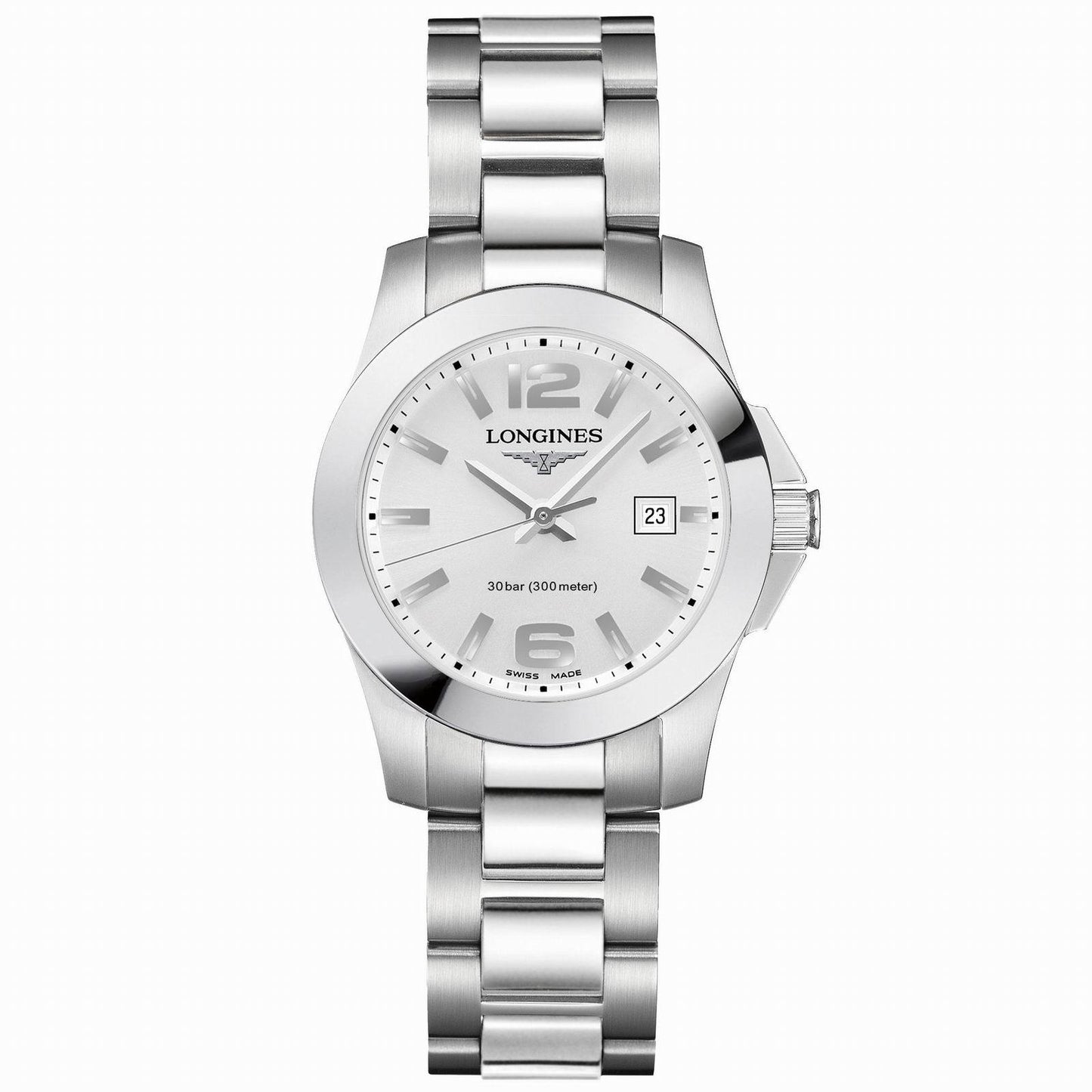 Longines Conquest 29.5mm Silver Steel Quartz Watch L3.376.4.76.6