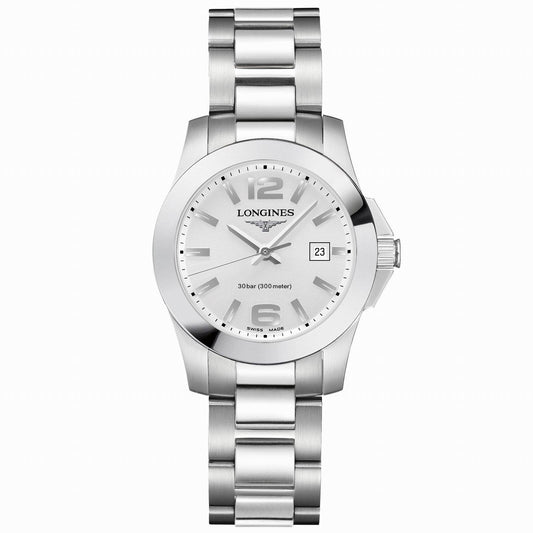 Longines Conquest 29.5mm Silver Steel Quartz Watch L3.376.4.76.6