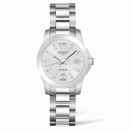 Longines watch Conquest 34mm silver steel quartz L3.377.4.76.6