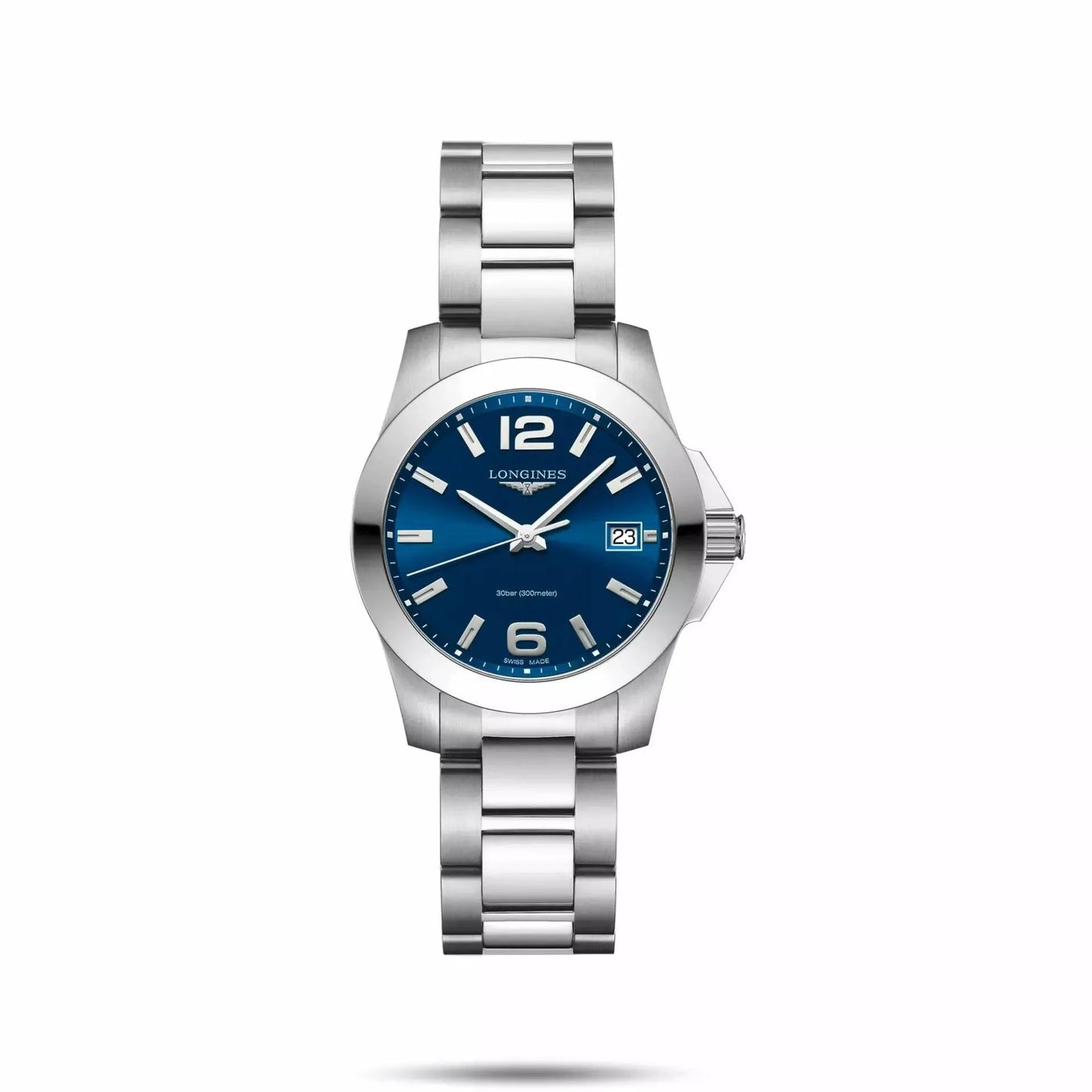 Longines Conquest 34mm blue automatic steel watch L3.377.4.96.6