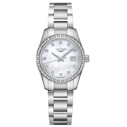 Longines Conquest Classic 29.5mm Mother-of-Pearl Diamond Quartz Steel Watch L2.286.0.87.6