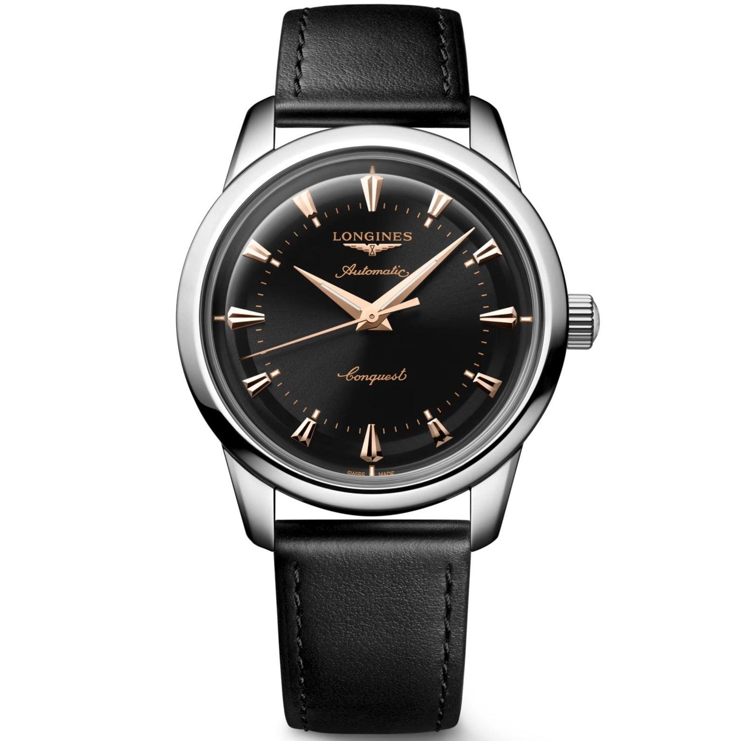 Longines Conquest Heritage 40mm black automatic steel watch L1.650.4.52.2