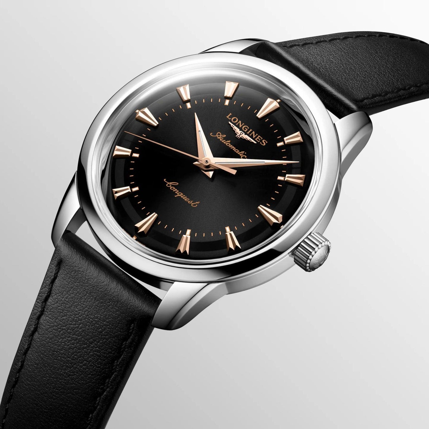 Longines Conquest Heritage 40mm black automatic steel watch L1.650.4.52.2