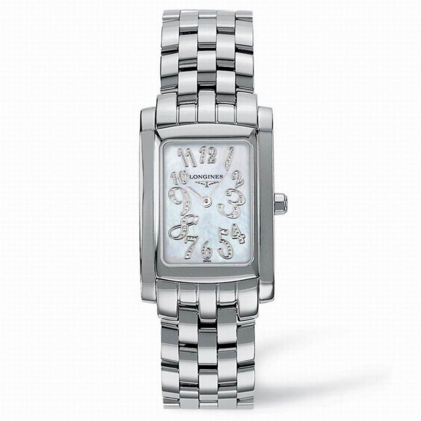 Longines DolceVita watch 22.40x26.85mm mother-of-pearl diamonds quartz steel L5.502.4.07.6