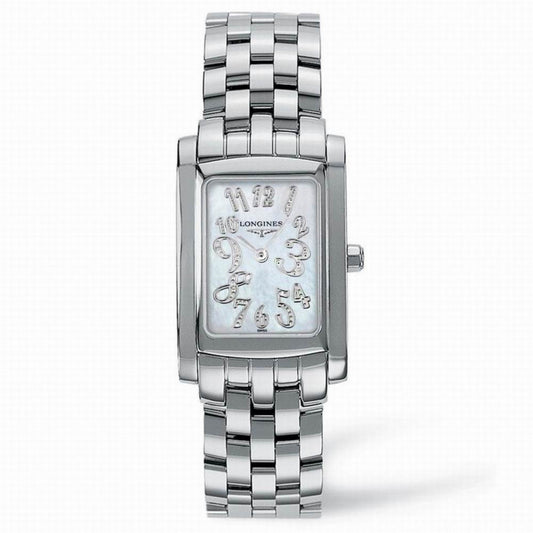 Longines DolceVita watch 22.40x26.85mm mother-of-pearl diamonds quartz steel L5.502.4.07.6