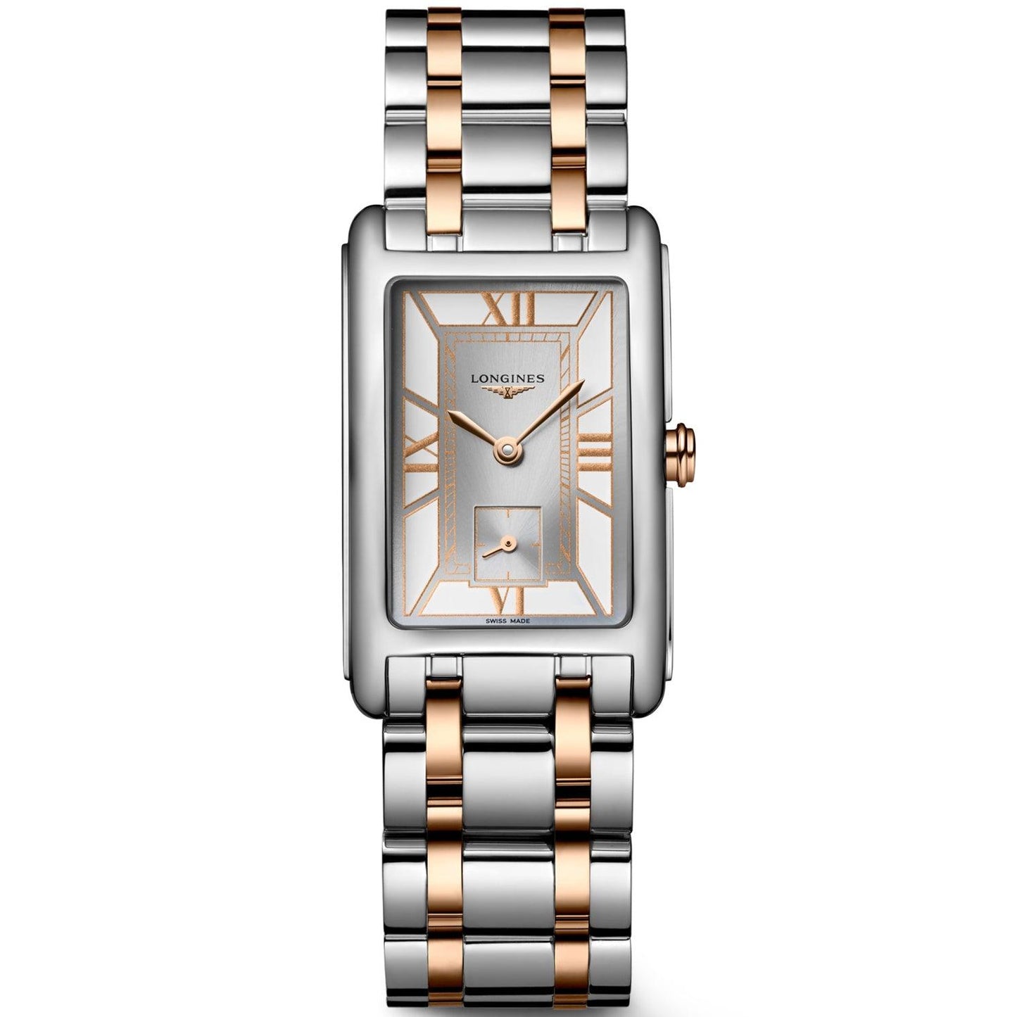 Longines DolceVita watch 23.30x37.00mm white quartz steel and 18kt rose gold L5.512.5.75.7