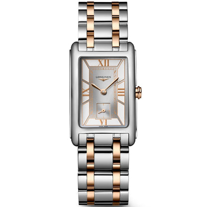 Longines DolceVita watch 23.30x37.00mm white quartz steel and 18kt rose gold L5.512.5.75.7