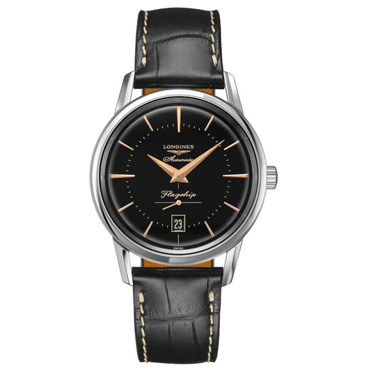Longines Flagship Heritage 38.5mm black automatic steel watch L4.795.4.58.0