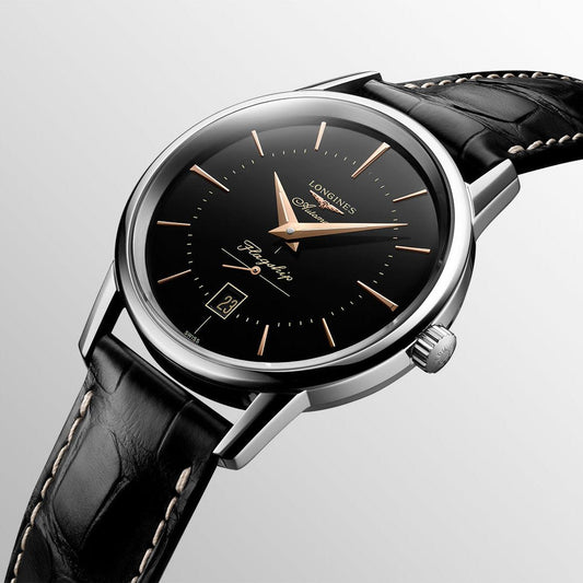 Longines Flagship Heritage 38.5mm black automatic steel watch L4.795.4.58.0