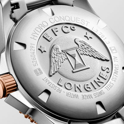 Longines HydroConquest 41mm grey automatic steel rose gold PVD finish watch L3.781.3.78.7