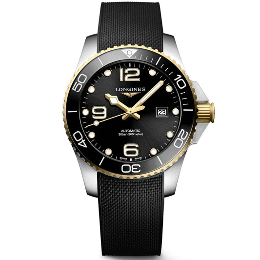 Longines HydroConquest watch 43mm black automatic steel yellow gold PVD finish L3.782.3.56.9