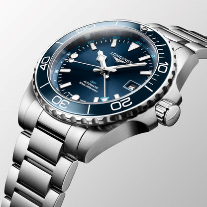 Longines Hydroconquest GMT 41mm blue automatic steel watch L3.790.4.96.6