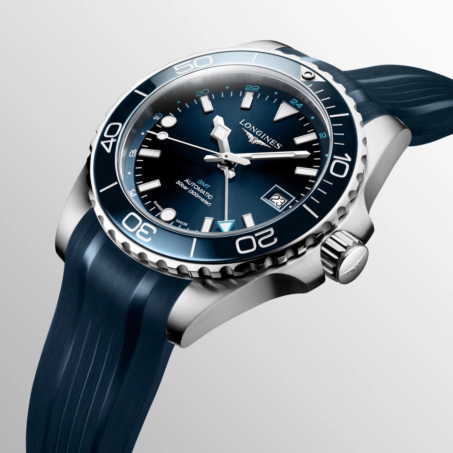 Longines HydroConquest GMT 41mm Blue Automatic Steel Watch L3.790.4.96.9