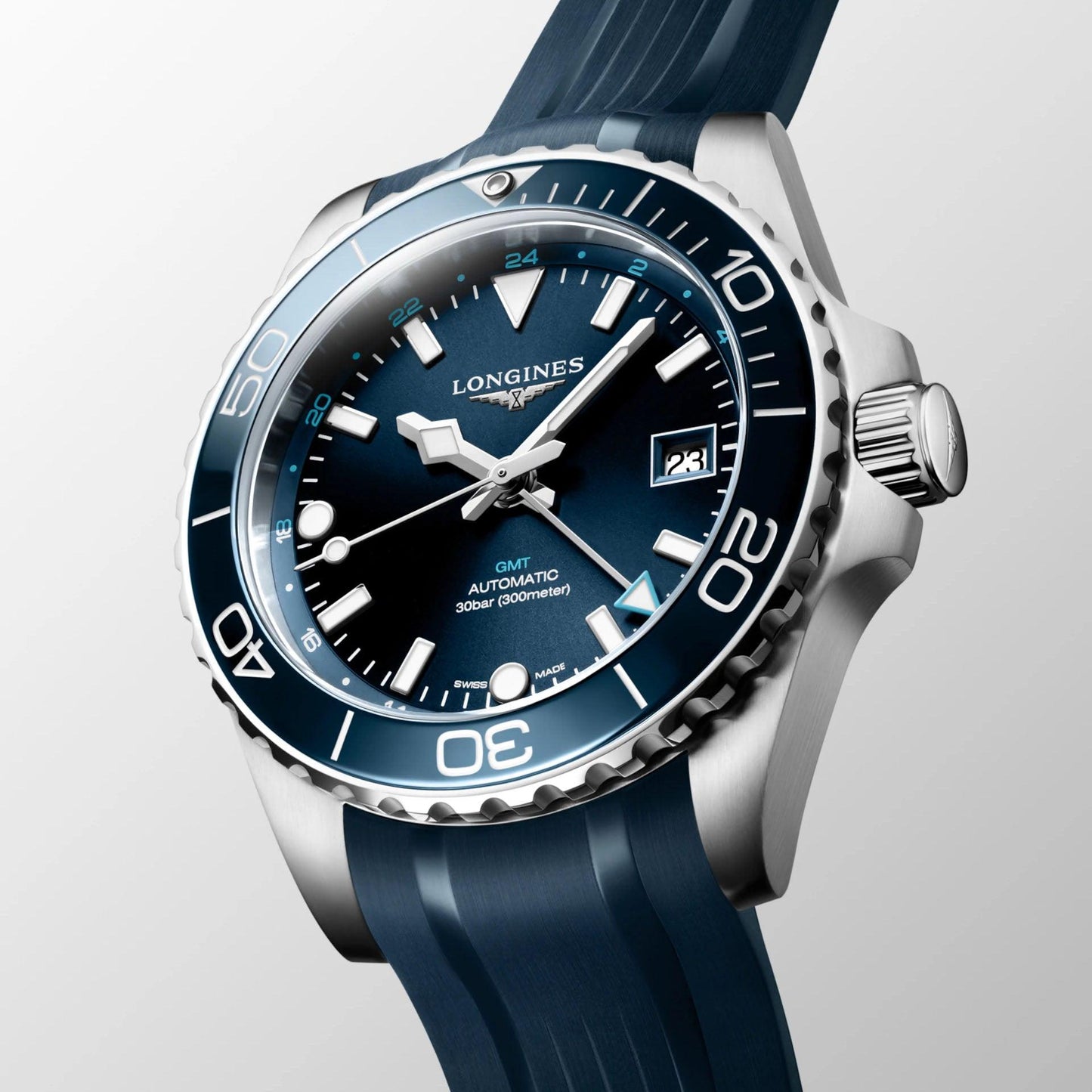 Longines HydroConquest GMT 41mm Blue Automatic Steel Watch L3.790.4.96.9