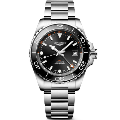 Longines watch Hydroconquest GMT 41mm black automatic steel L3.790.4.56.6