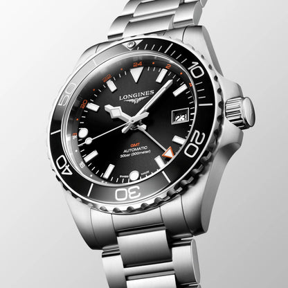 Longines watch Hydroconquest GMT 41mm black automatic steel L3.790.4.56.6
