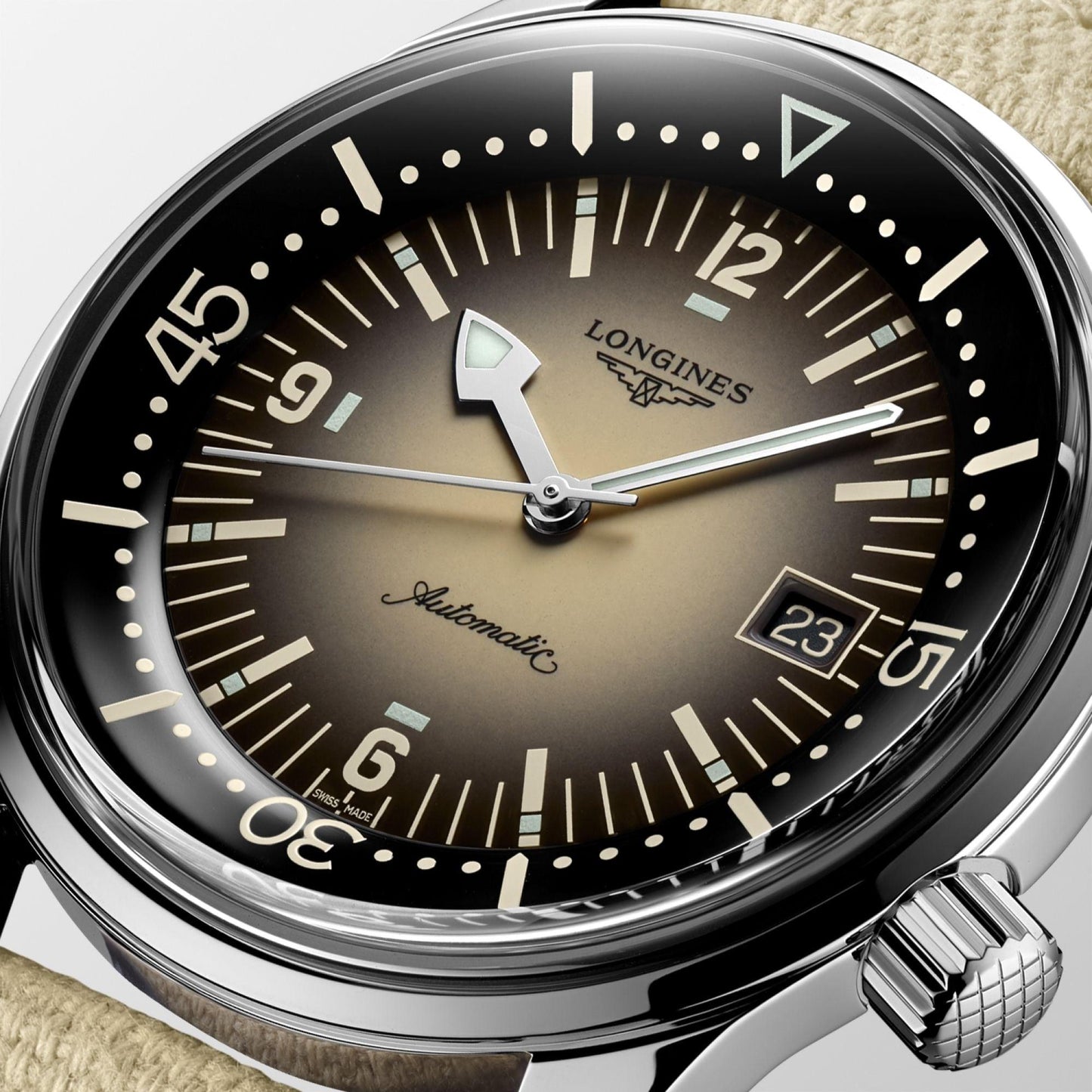 Longines Legend Diver Watch 42mm beige automatic steel L3.774.4.30.2