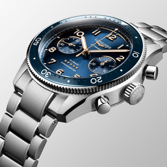 Longines Longines Spirit Flyback 42mm blue automatic steel watch L3.821.4.93.6