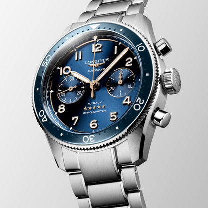 Longines Longines Spirit Flyback 42mm blue automatic steel watch L3.821.4.93.6