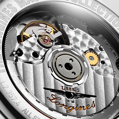 Longines Master Collection 34mm Orange Diamonds Automatic Steel Watch L2.357.4.08.6