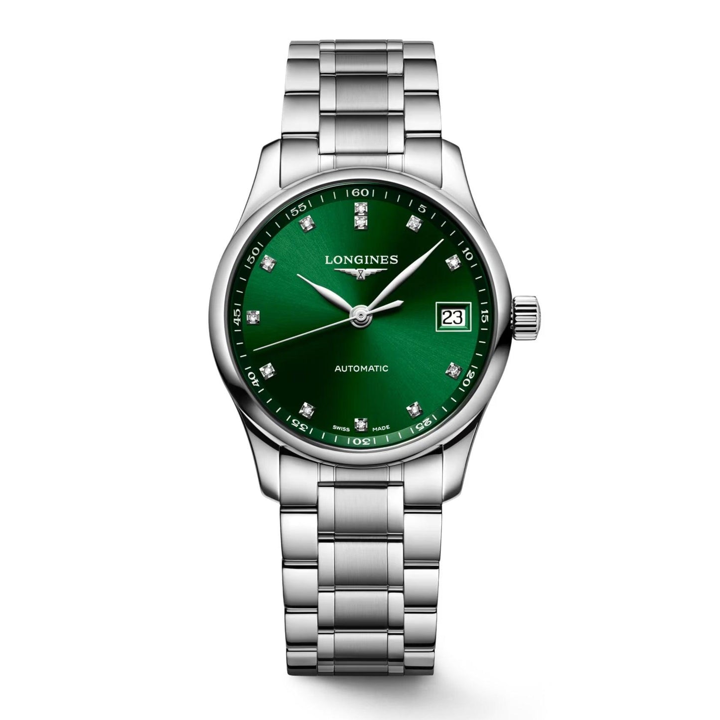 Longines Master Collection 34mm Green Diamonds Automatic Steel Watch L2.357.4.99.6