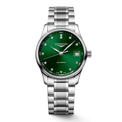 Longines Master Collection 34mm Green Diamonds Automatic Steel Watch L2.357.4.99.6