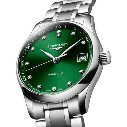 Longines Master Collection 34mm Green Diamonds Automatic Steel Watch L2.357.4.99.6
